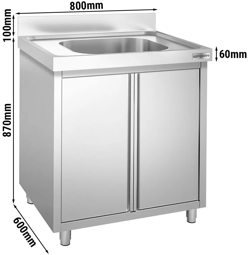 Стол-тумба с мойкой GGM Gastro SSK86BM1 (Inox) - 5