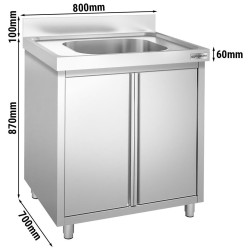 Стол-тумба с мойкой GGM Gastro SSK87BM1 (Inox) Thumb