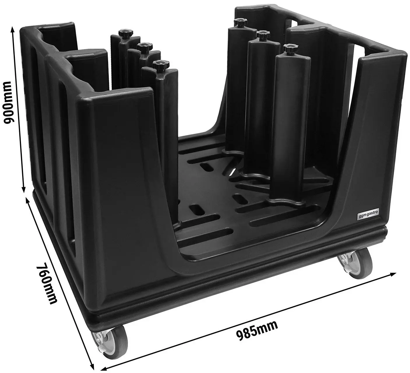 Тележка для транспортировки тарелок GGM Gastro TSU400 (Black) - 10