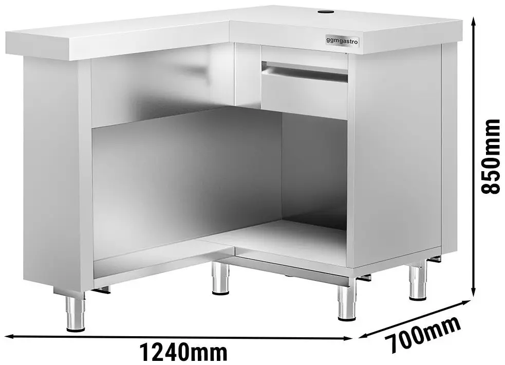 Угловой кассовый прилавок GGM Gastro Kopenhagen BVI800-KL-N (Inox) - 4