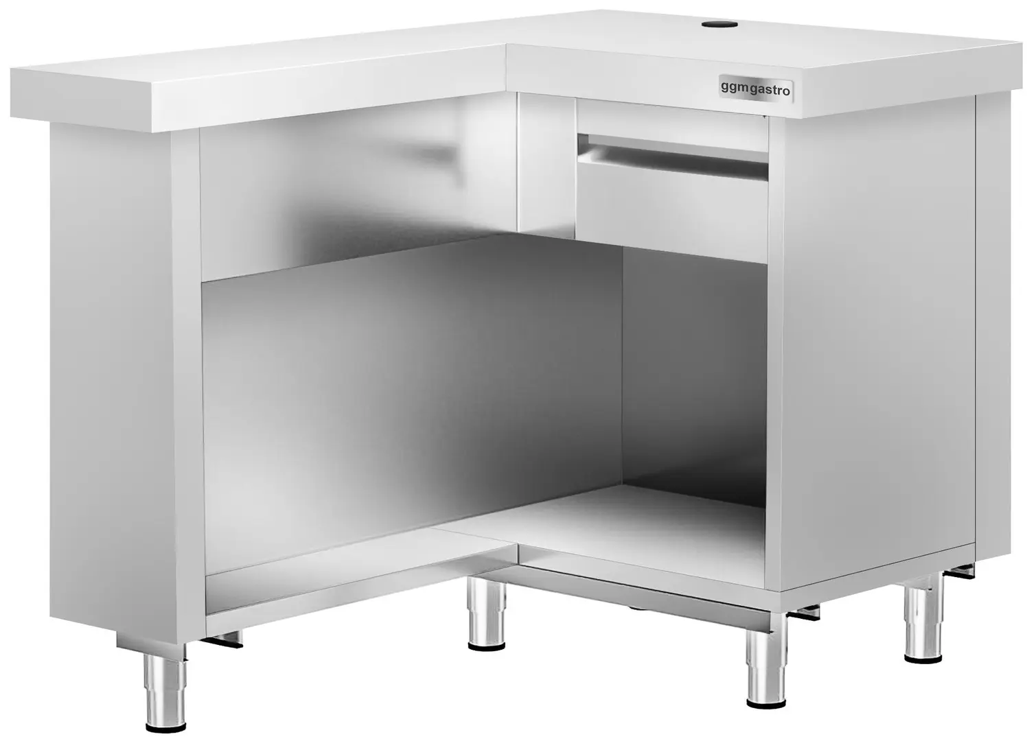 Угловой кассовый прилавок GGM Gastro Kopenhagen BVI800-KL-N (Inox)