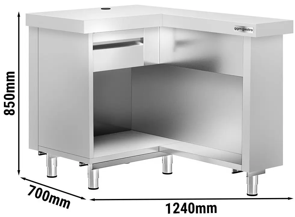 Угловой кассовый прилавок GGM Gastro Kopenhagen BVI800-KR-N (Inox) - 4