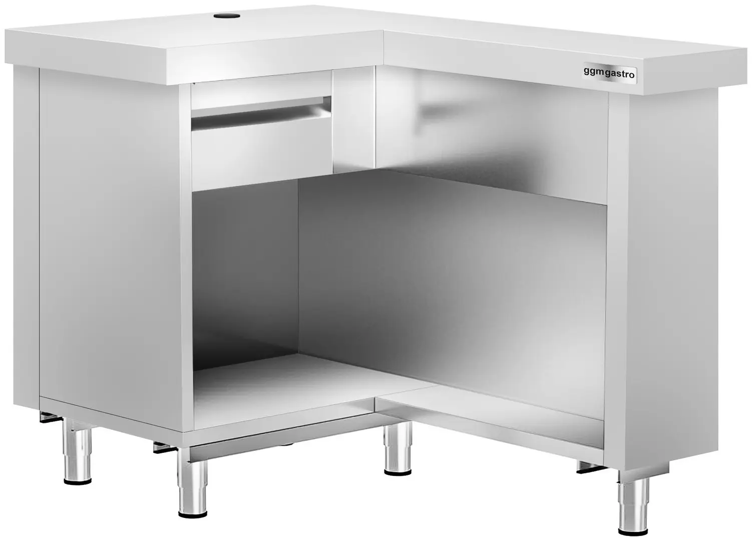 Угловой кассовый прилавок GGM Gastro Kopenhagen BVI800-KR-N (Inox)