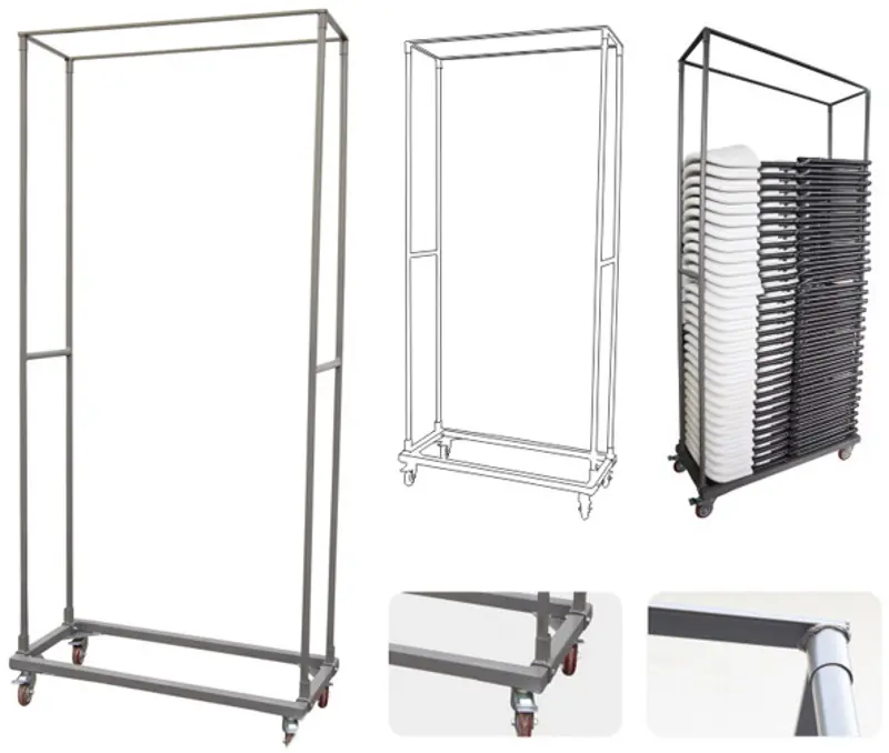 Cărucior pentru transportul scaunelor Hendi AmerBox 811054 (Grey)