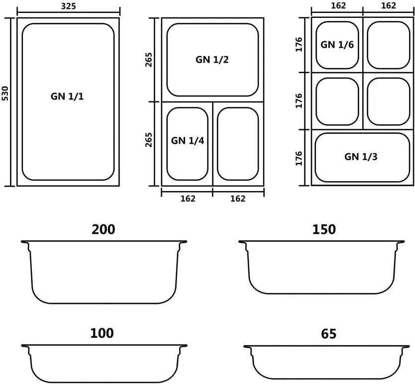 Set capace pentru recipiente gastronormice VidaXL 50910 1/6 8pcs (Silver)
