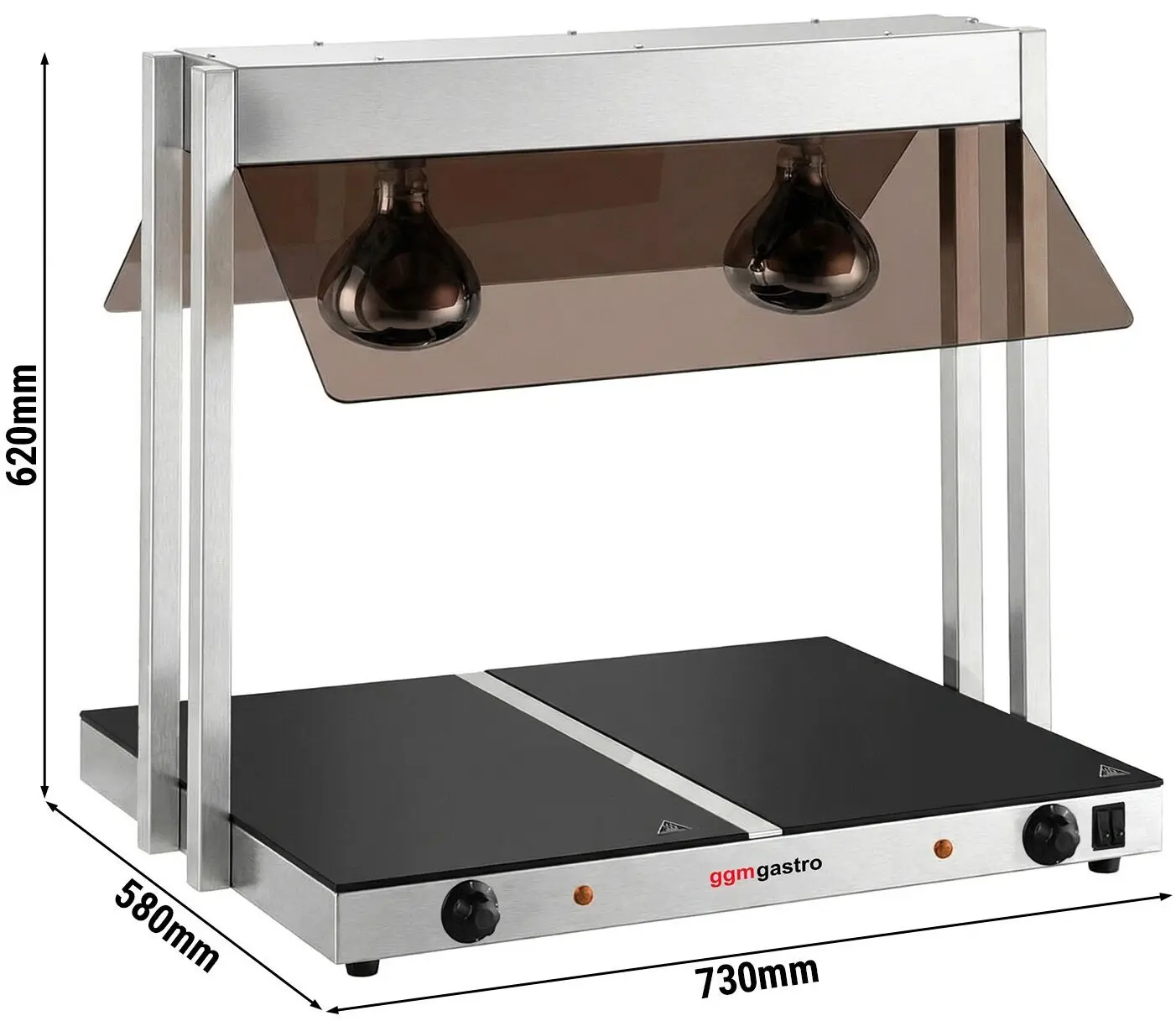Incalzitor pentru preparate cu lampe calde GGM Gastro WHPWJ756 (Inox/Black) - 7