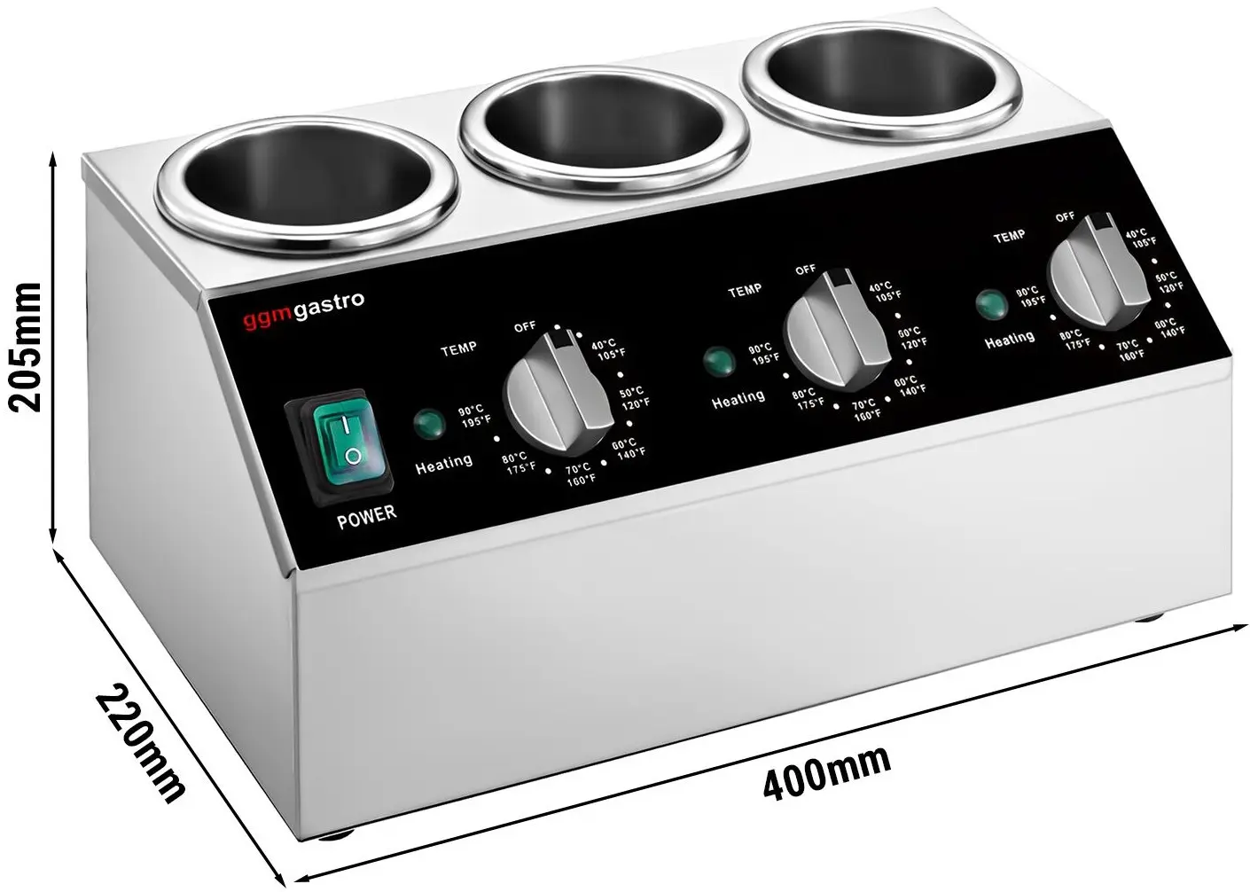 Incalzitor de sosuri GGM Gastro SSPFR3 (Inox/Black) - 5