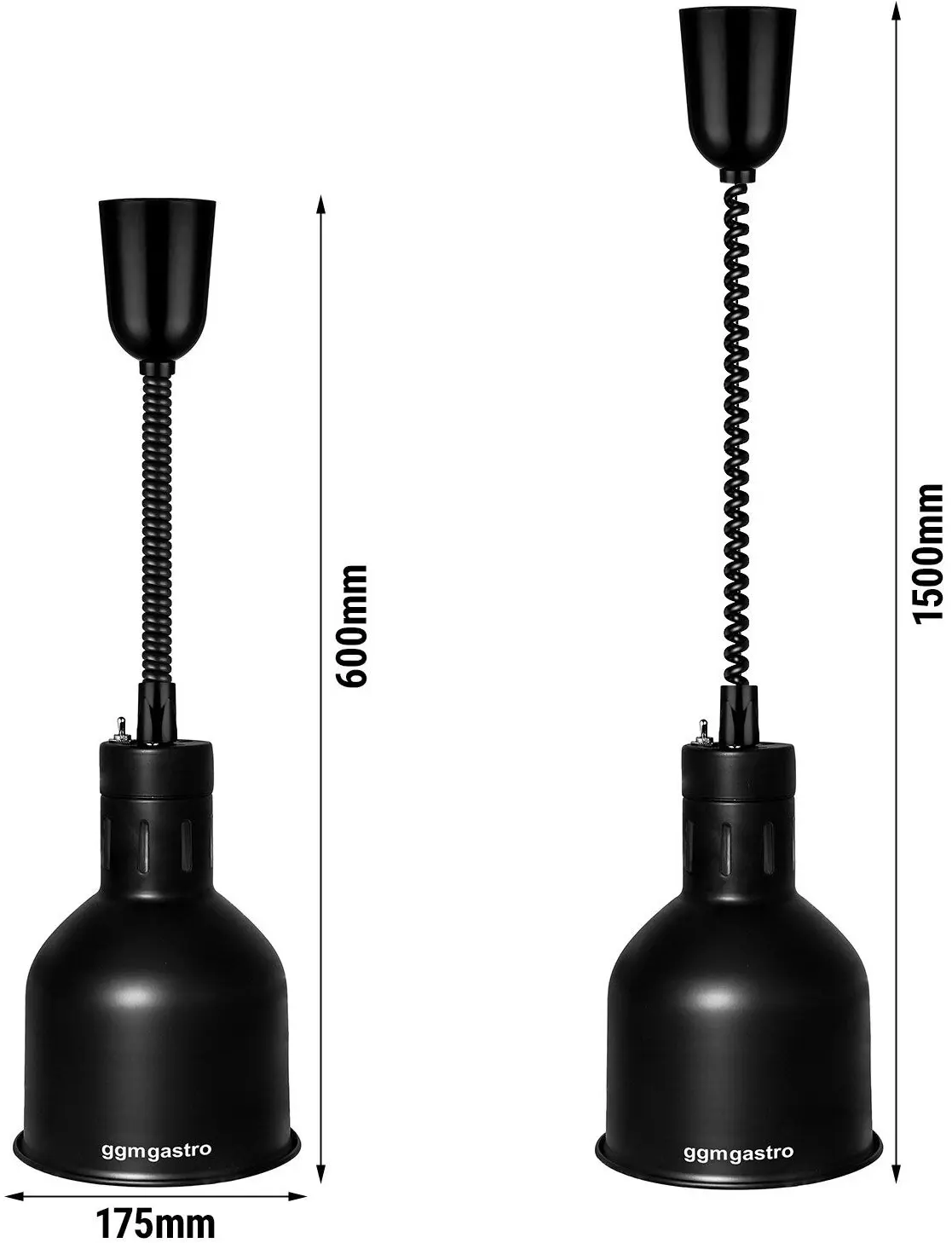 Lampa de mentinere la cald GGM Gastro WLH175-S (Black) - 5