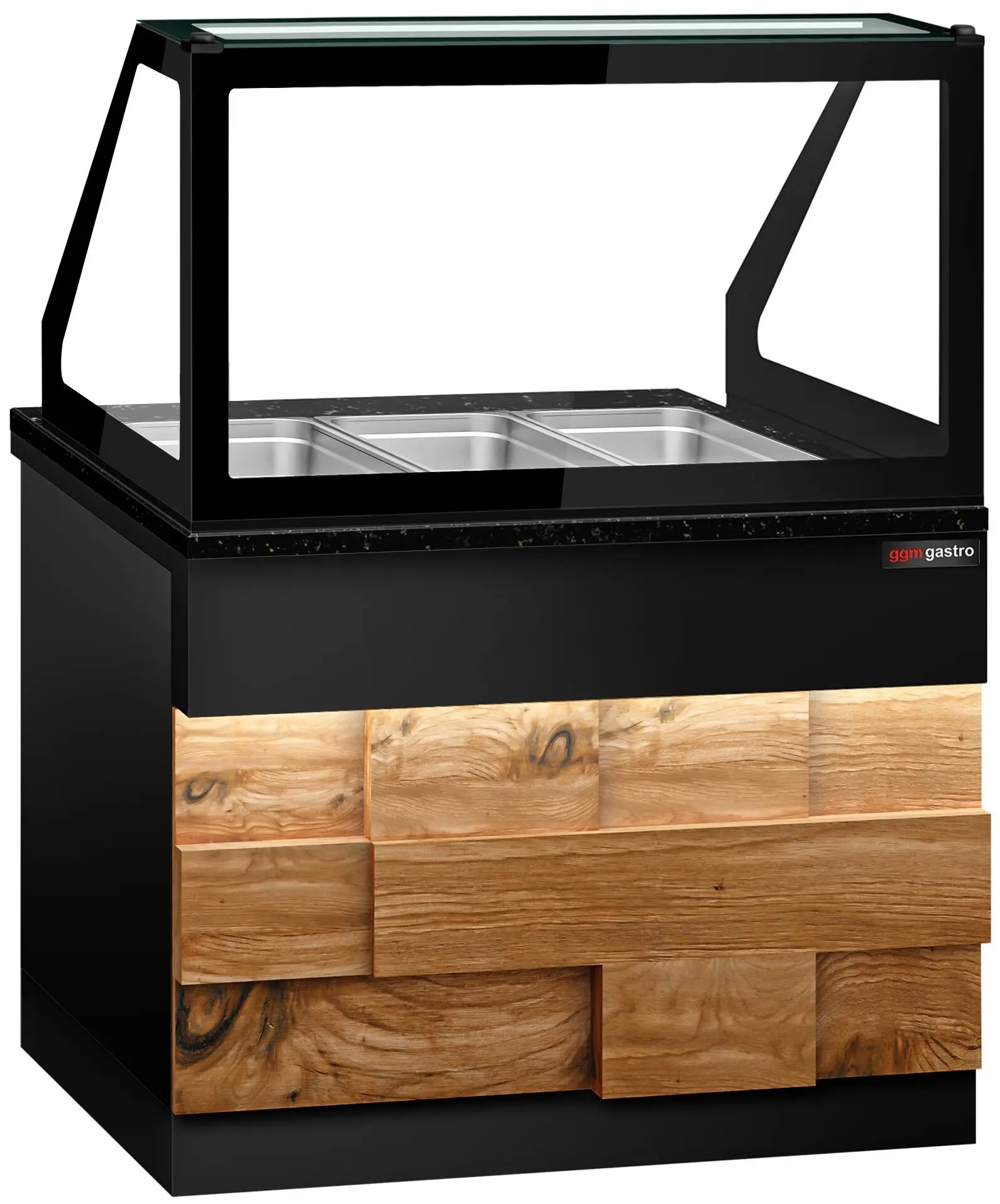 Vitrina calda GGM Gastro Toronto WVE125D (Black/Natural) - 2