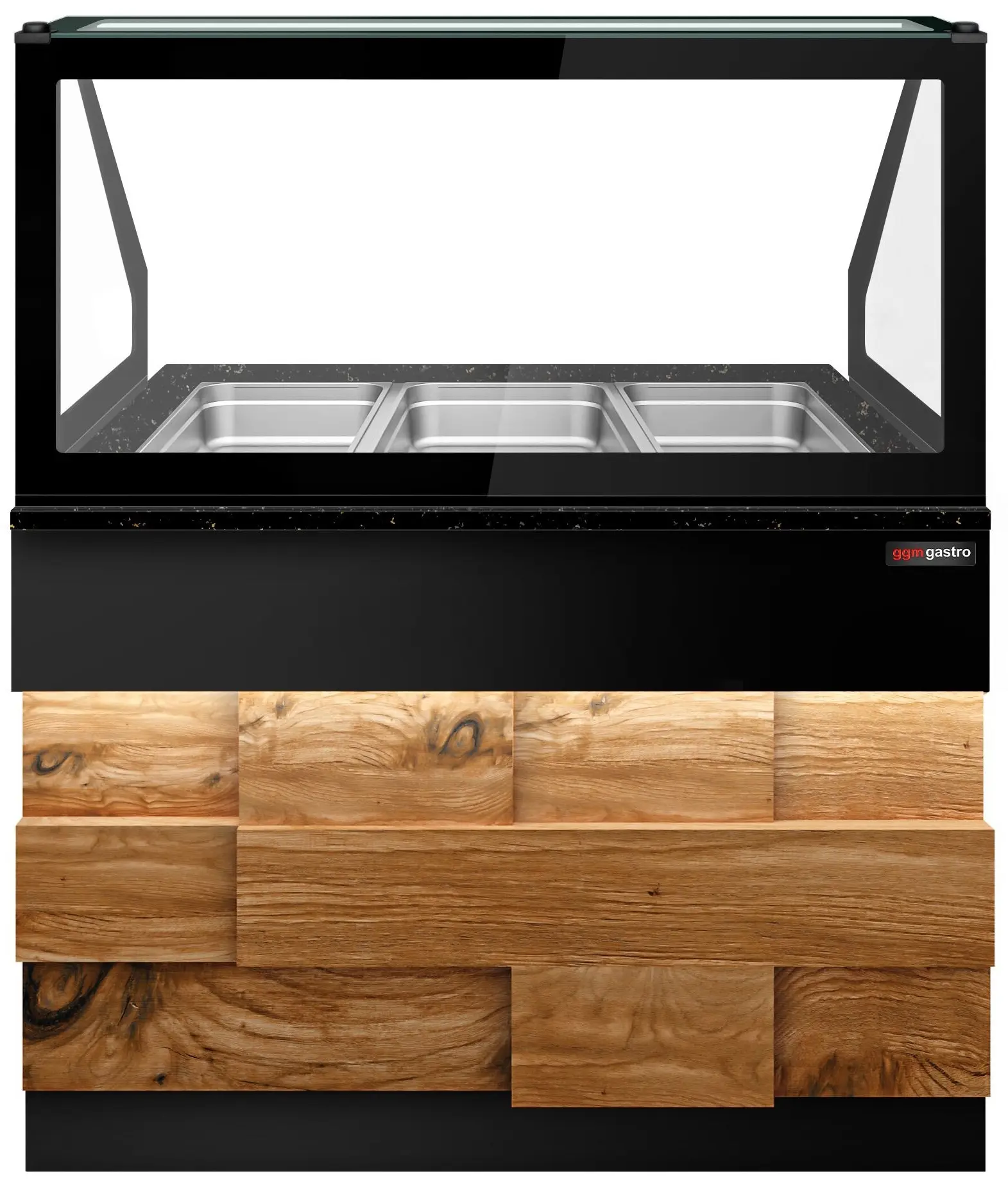 Vitrina calda GGM Gastro Toronto WVE125D (Black/Natural) - 3