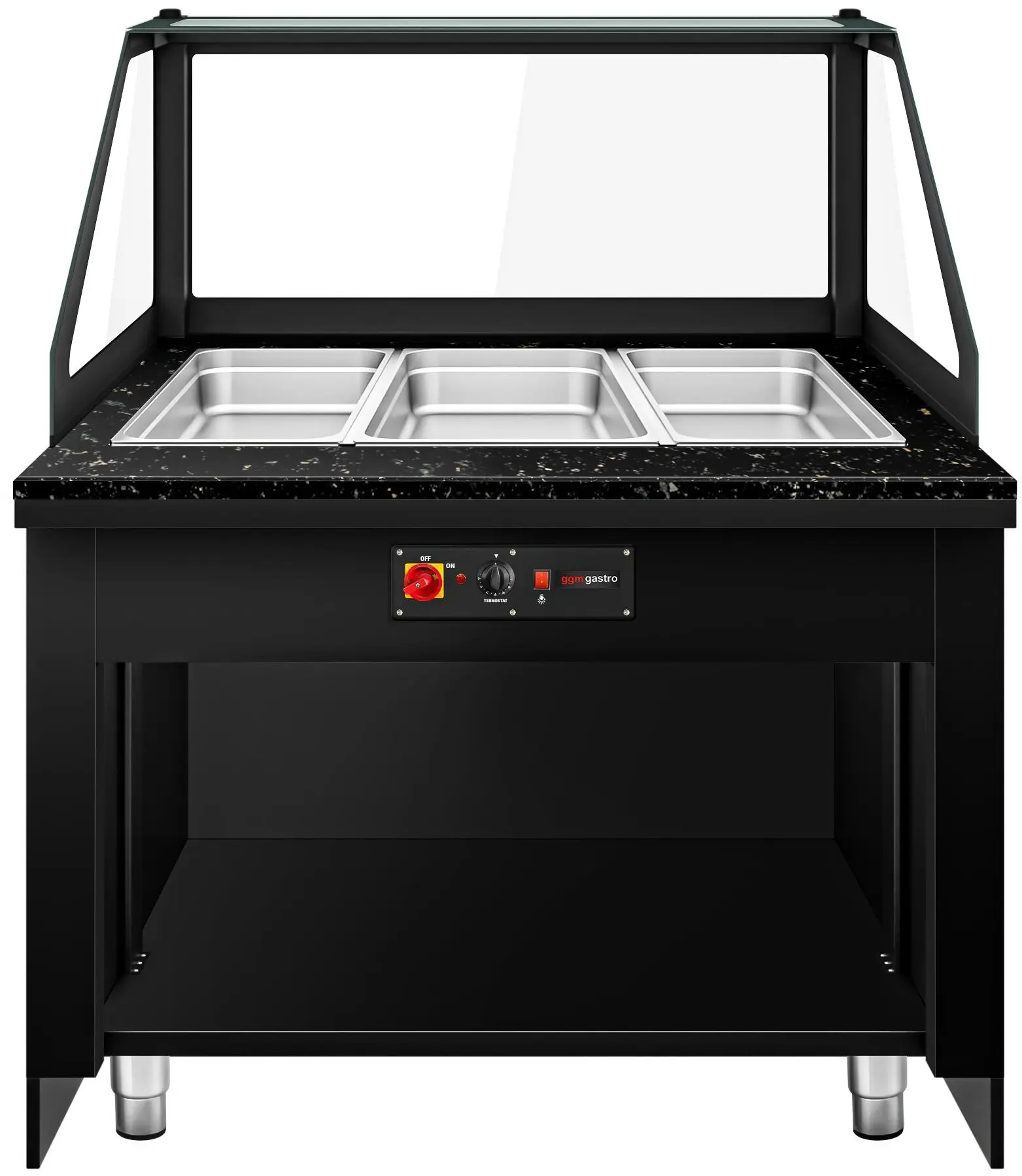 Vitrina calda GGM Gastro Toronto WVE125D (Black/Natural) - 4