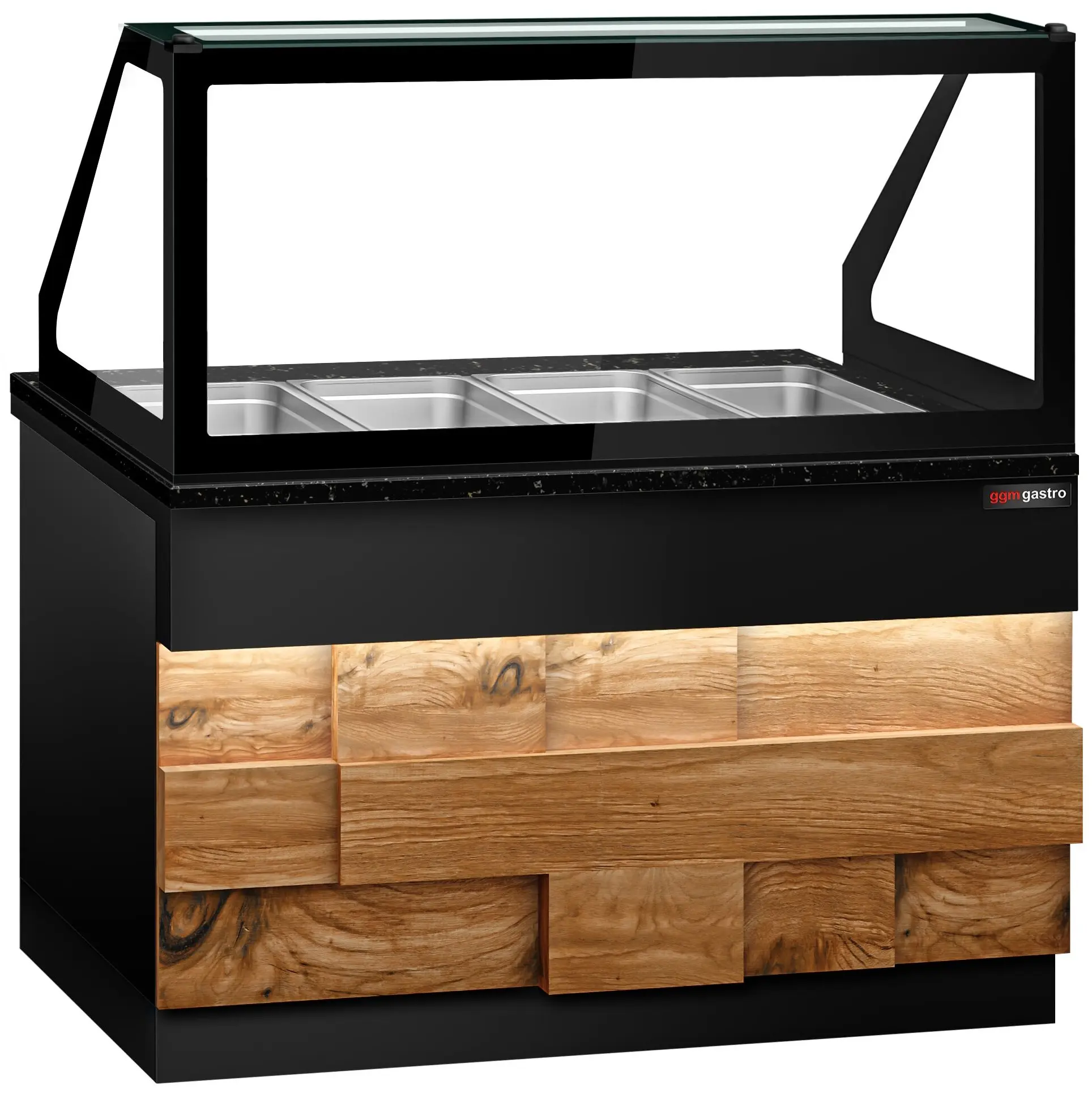 Vitrina calda GGM Gastro Toronto WVE150D (Black/Natural) - 2