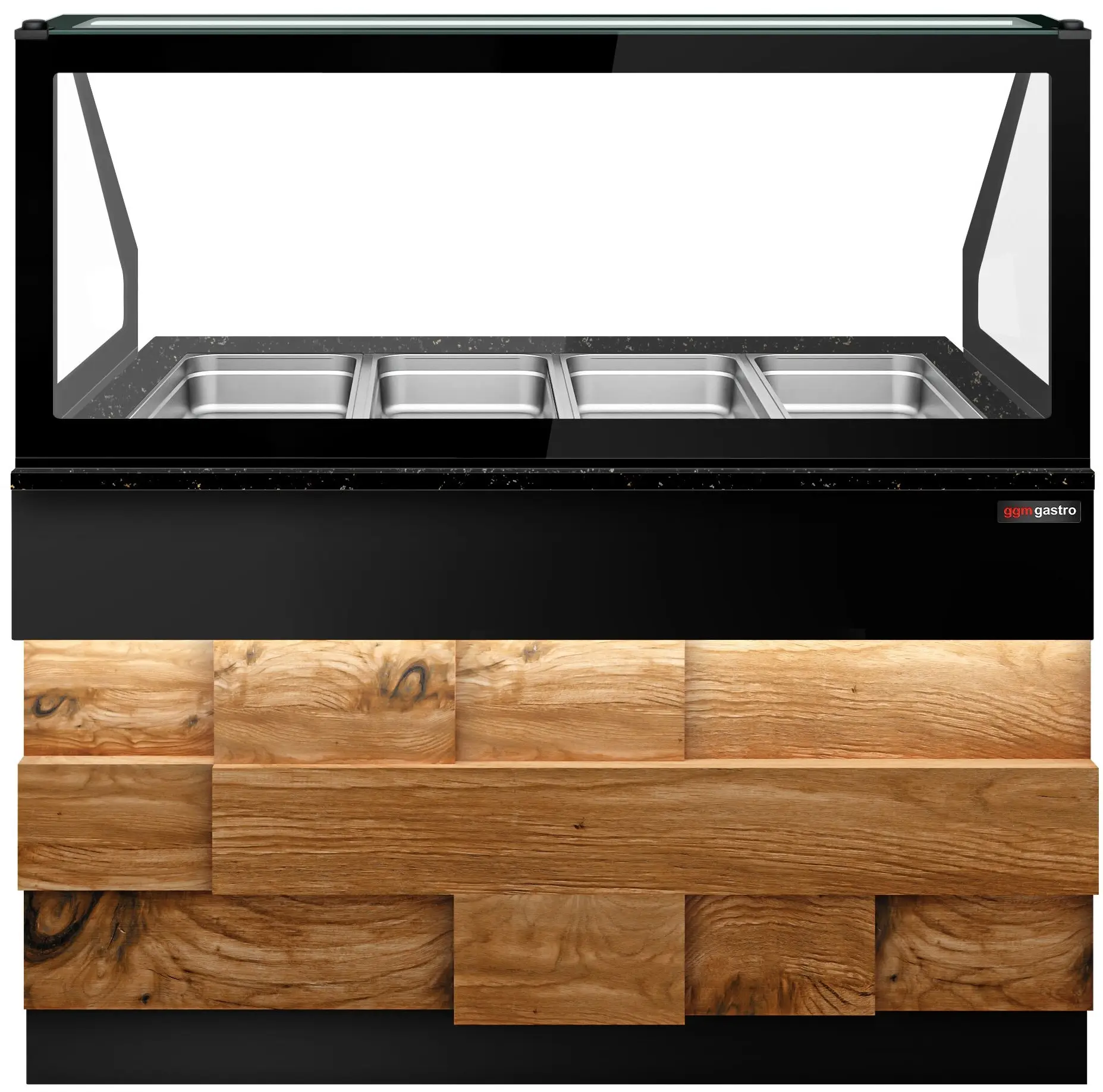 Vitrina calda GGM Gastro Toronto WVE150D (Black/Natural) - 3