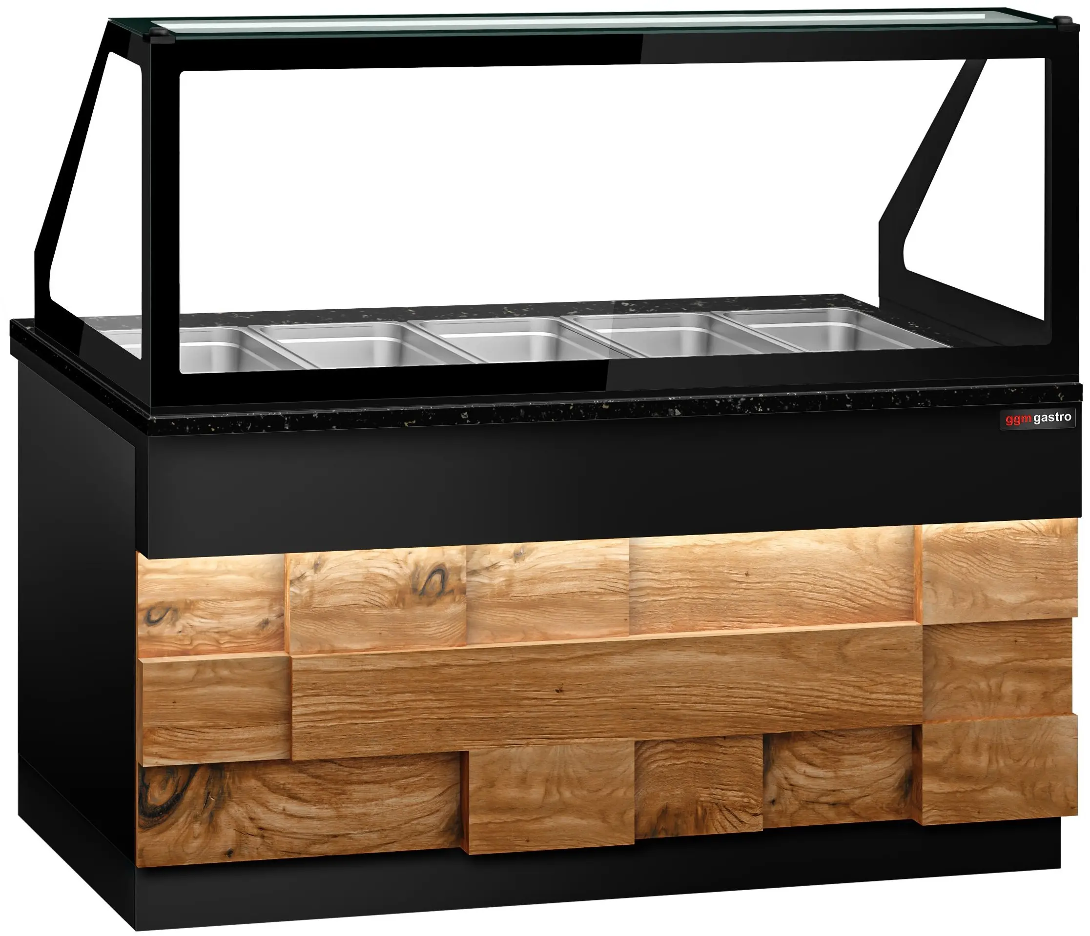 Тепловая витрина GGM Gastro Toronto WVE180D (Black/Natural) - 2