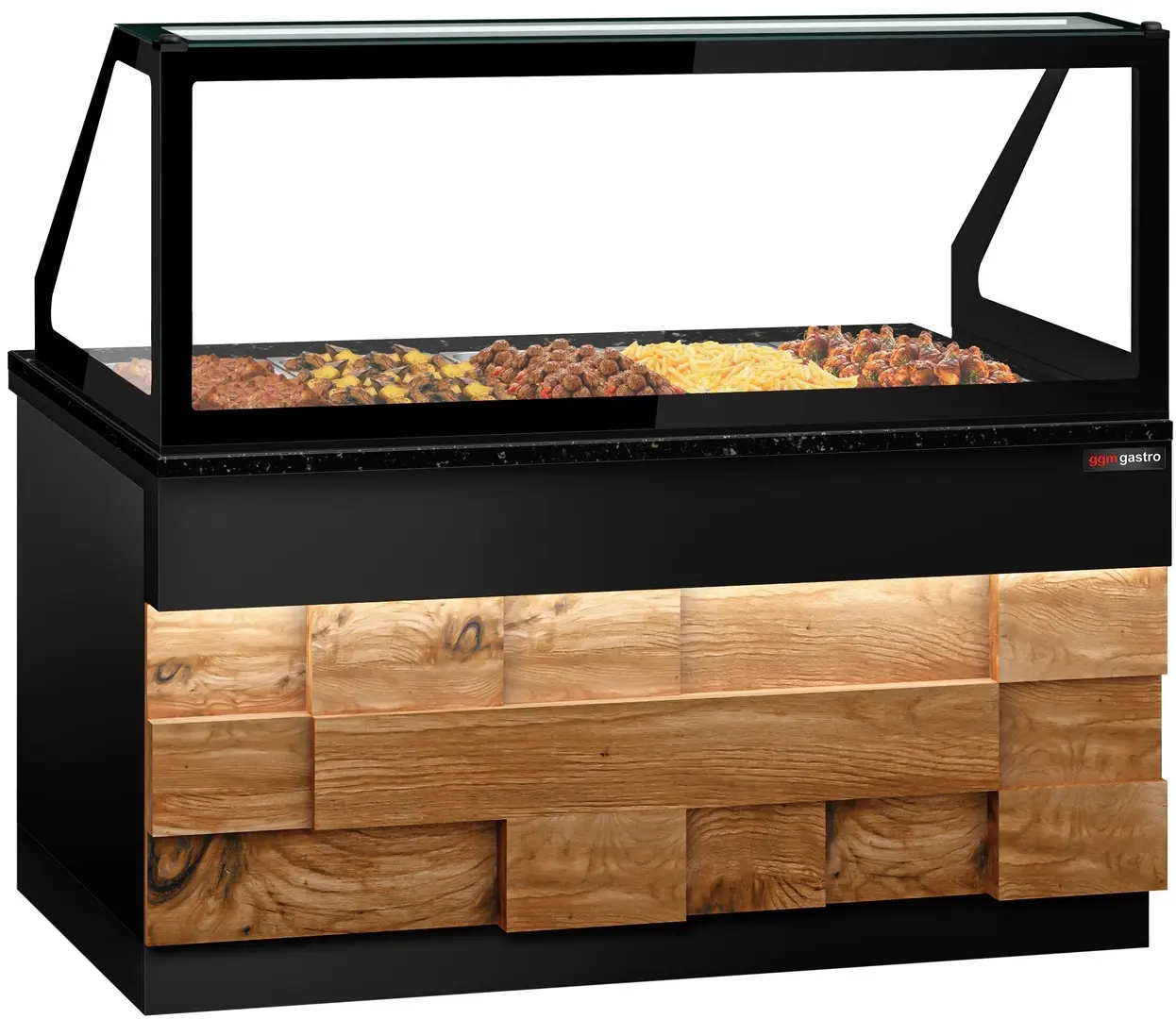 Тепловая витрина GGM Gastro Toronto WVE180D (Black/Natural)