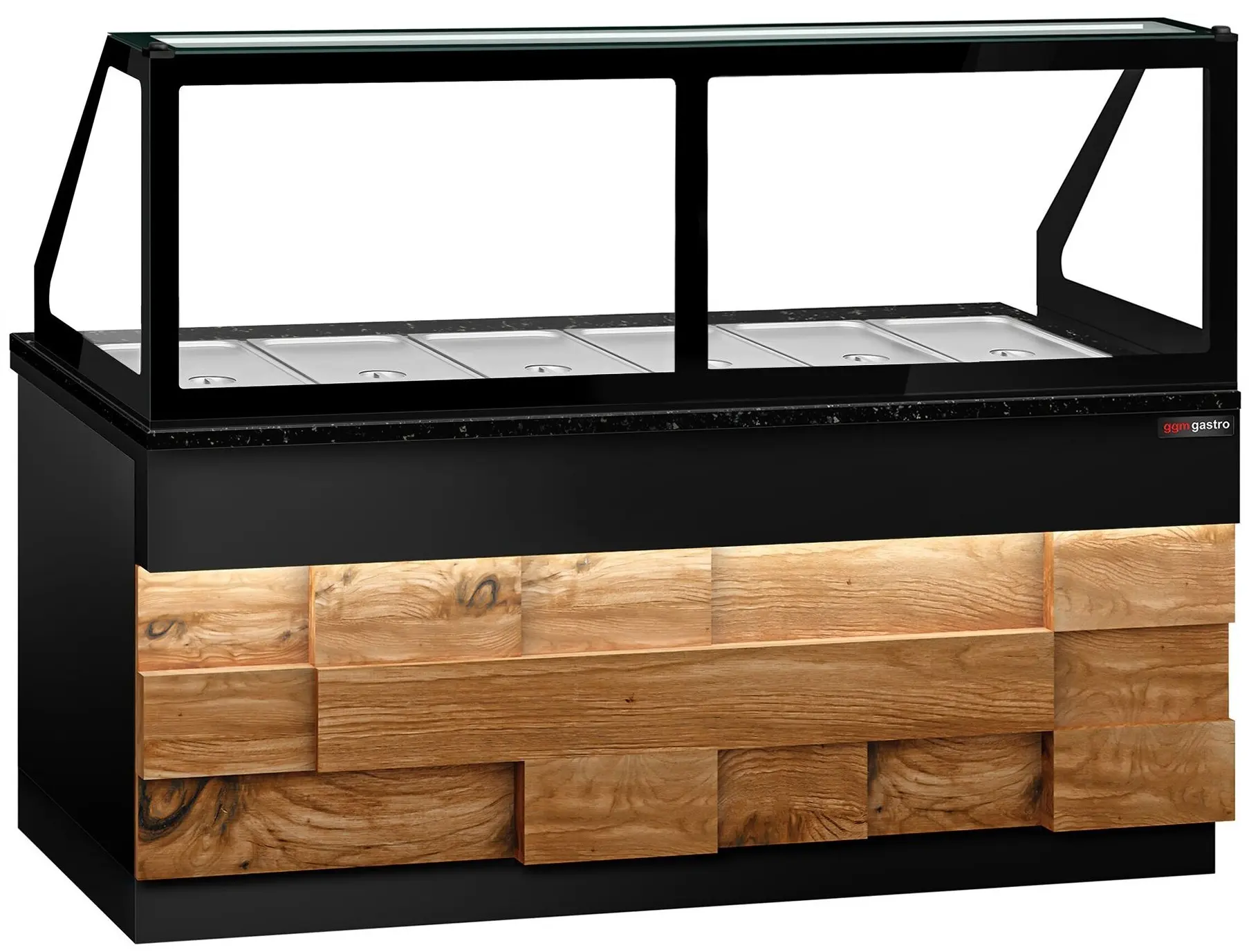 Vitrina calda GGM Gastro Toronto WVE210D (Black/Natural) - 2