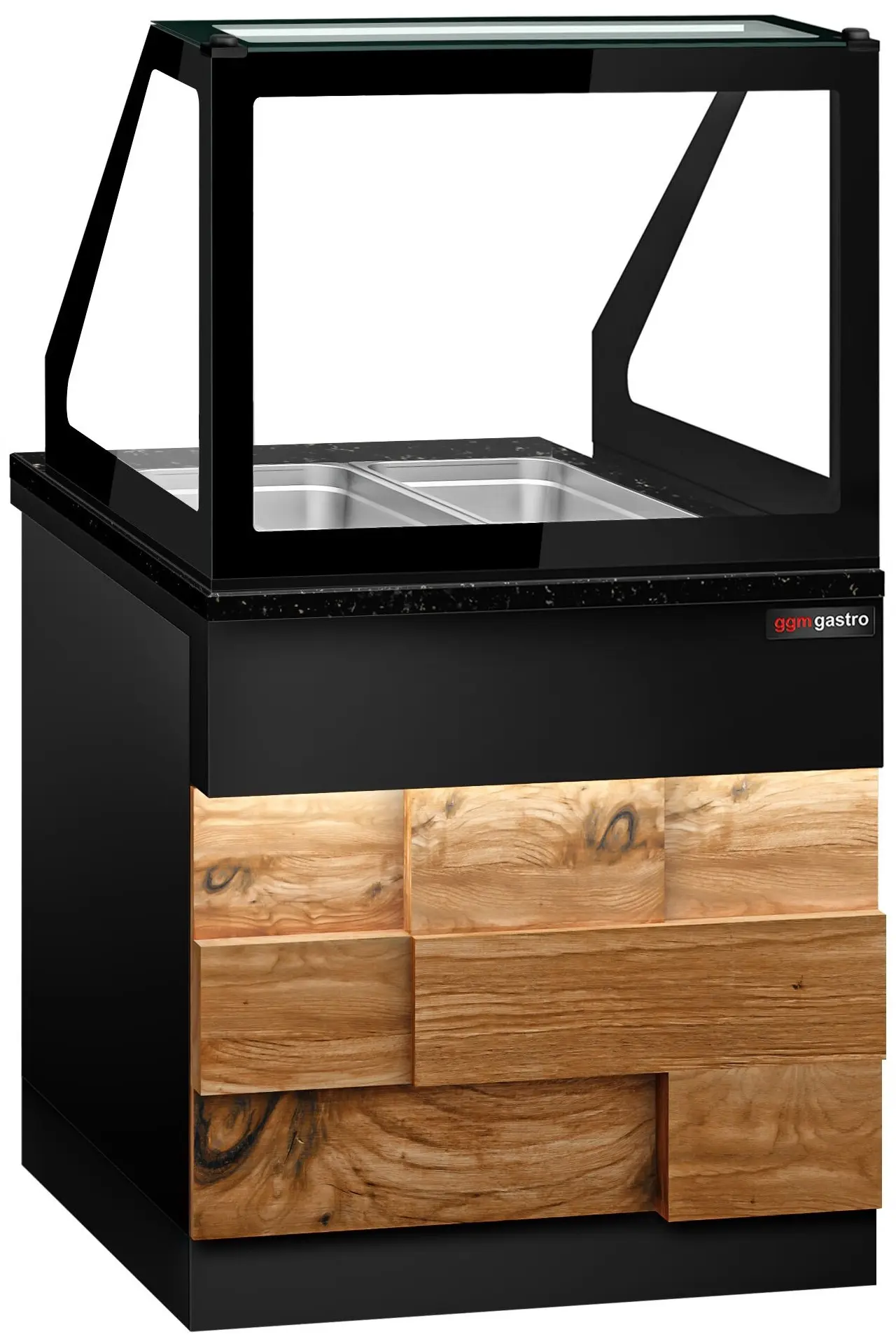 Vitrina calda GGM Gastro Toronto WVE80D (Black/Natural) - 2