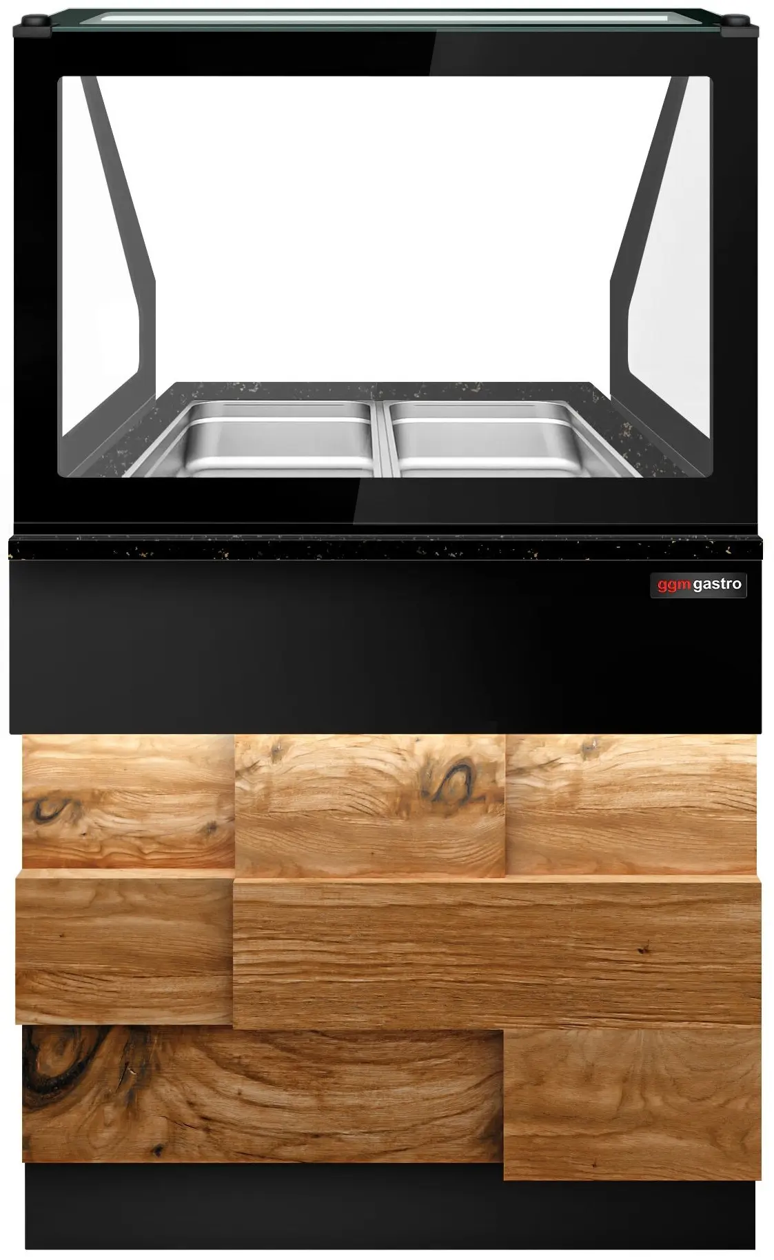 Vitrina calda GGM Gastro Toronto WVE80D (Black/Natural) - 3