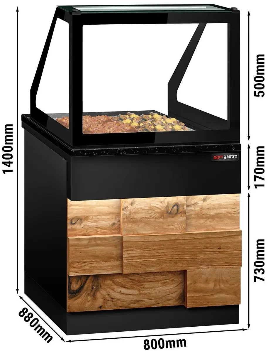 Vitrina calda GGM Gastro Toronto WVE80D (Black/Natural) - 6