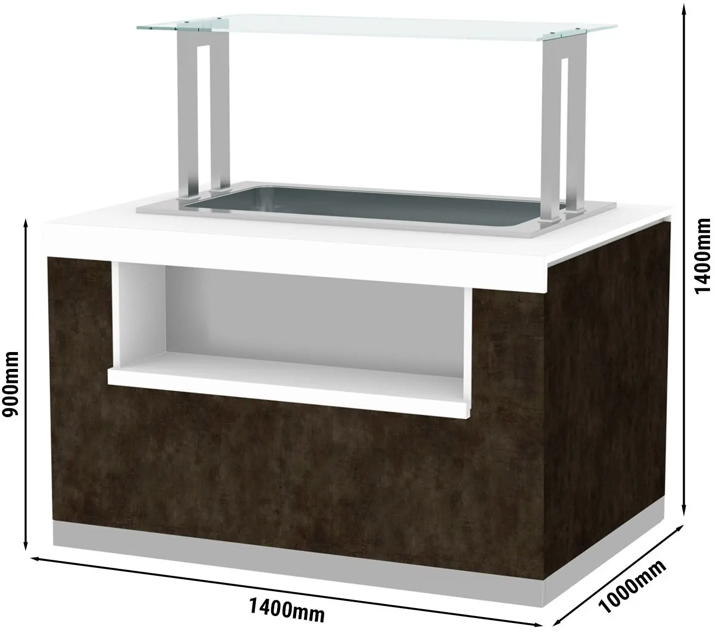 Тепловой буфет GGM Gastro Praga BVI1000-BM3N (Brown/White) - 2