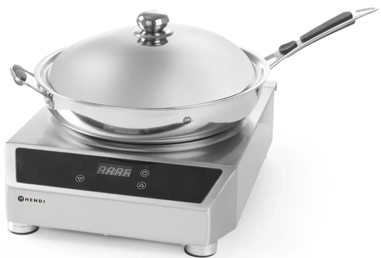 Set plita de masa cu inductie + tigaie Hendi Profi Line Wok 239681 (Inox)