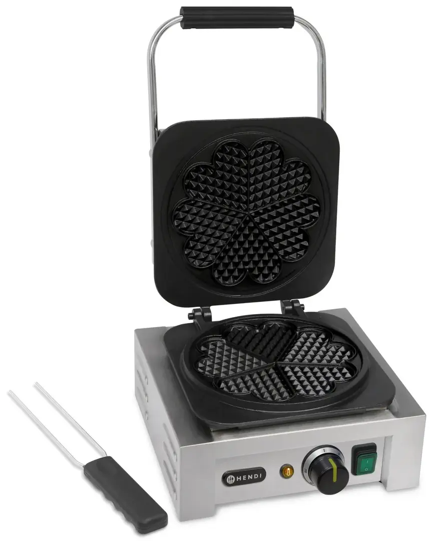 Aparat de facut vafe Hendi Heart 212134 (Inox/Black)