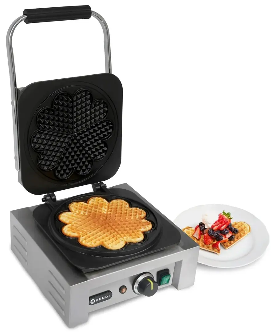 Aparat de facut vafe Hendi Heart 212134 (Inox/Black)