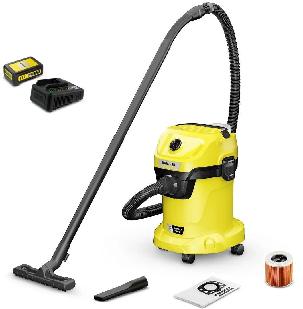Aspirator industrial Karcher WD 3-18 V-17/20 Battery + Kit 1.628-550.01 (Yellow/Black)