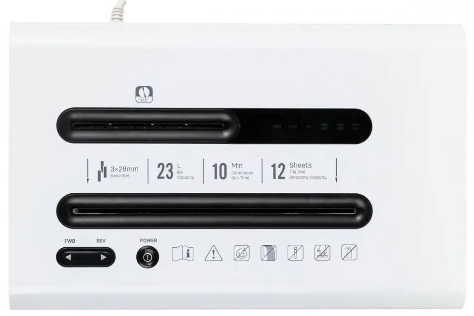 Distrugator de documente Deli E9903-EU 23L (White/Black) - 3