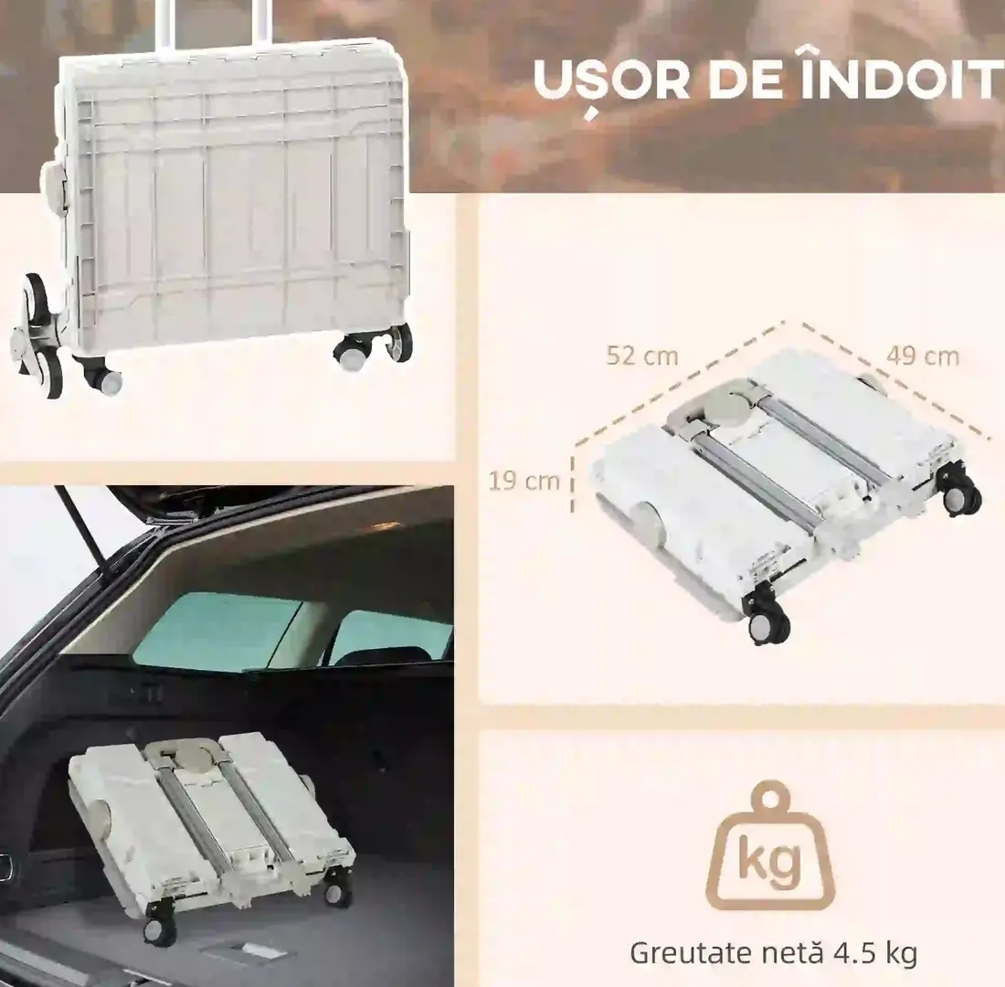 Carucior pliabil Homcom 923-053V00WT (White) - 7