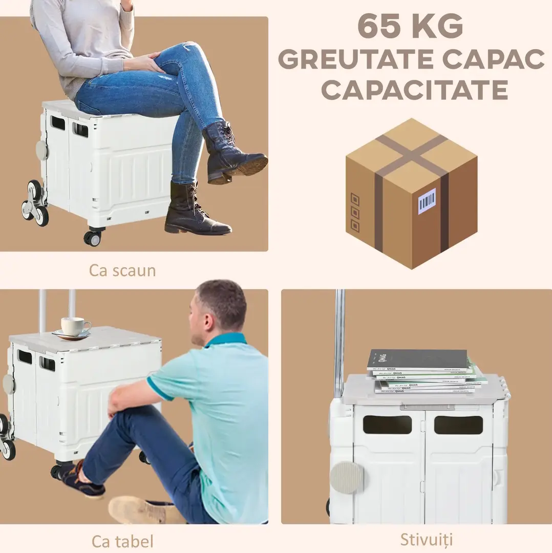 Carucior pliabil Homcom 923-053V00WT (White) - 9