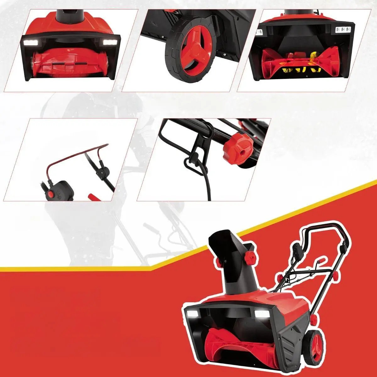 Снегоуборочная машина Costway ET10041DE-RE (Red/Black) - 6