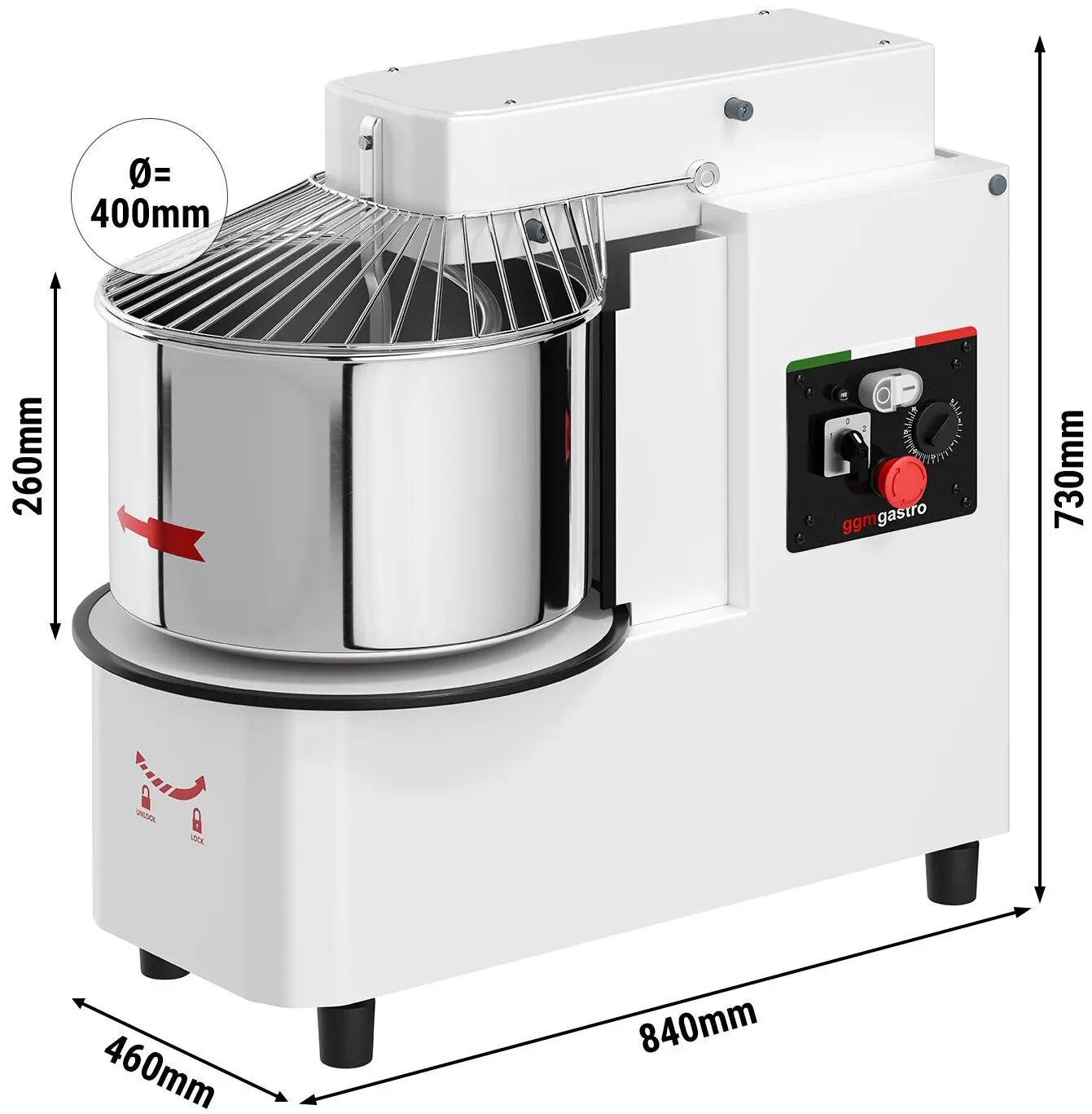 Тестомес спиральный для пиццы GGM Gastro TMP33-KA-N (White) - 11