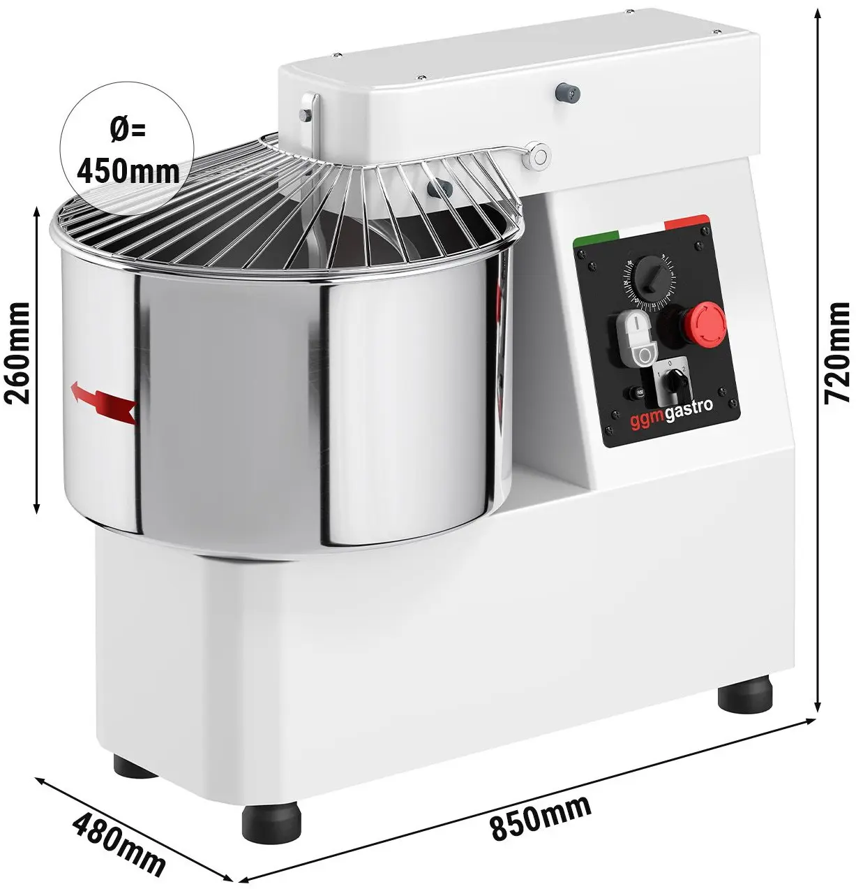 Тестомес спиральный для пиццы GGM Gastro TMP42-FK-N (White) - 10