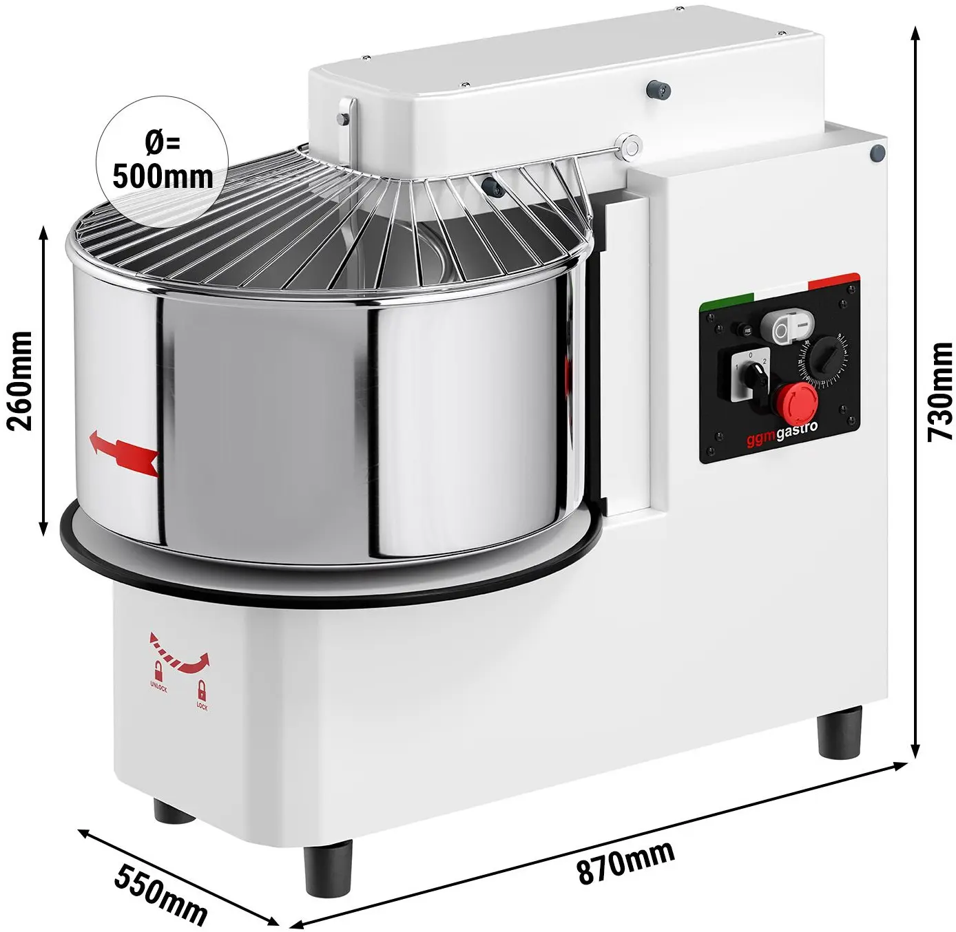 Тестомес спиральный для пиццы GGM Gastro TMP53-KA2-N (White) - 11