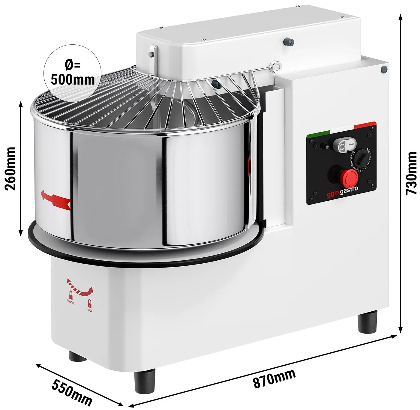 Тестомес спиральный для пиццы GGM Gastro TMP53KR-N (White) - 11