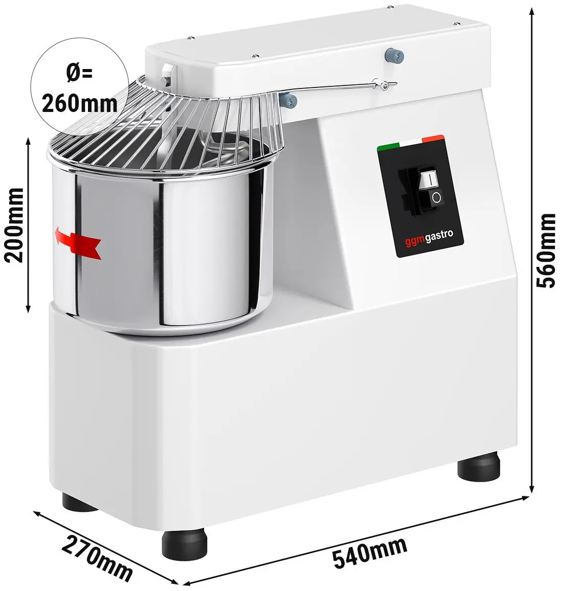 Тестомес спиральный GGM Gastro TMP10-230V-N (White) - 10