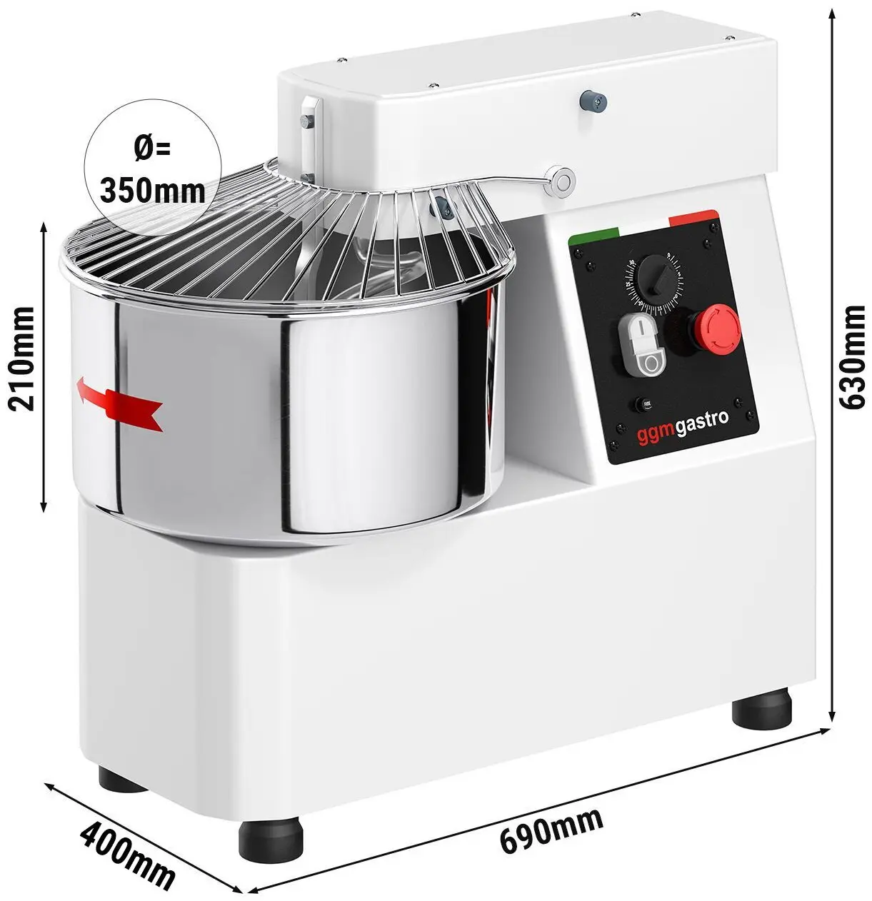 Тестомес спиральный GGM Gastro TMP22-230V-N (White) - 10