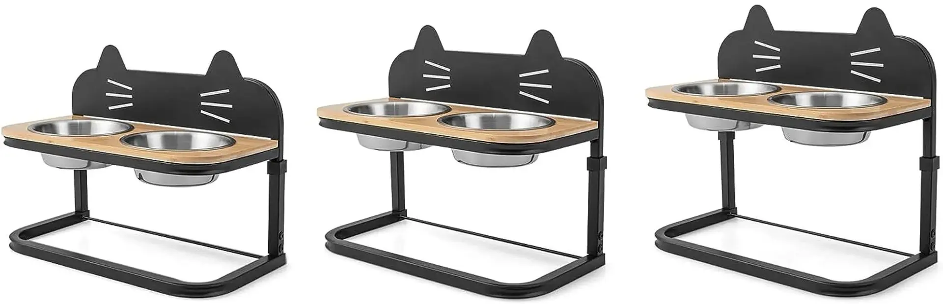 Bol dublu pentru animale Costway PV10015 (Black/Natural) - 2