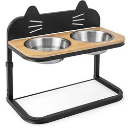 Bol dublu pentru animale Costway PV10015 (Black/Natural) Thumb