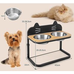 Bol dublu pentru animale Costway PV10015 (Black/Natural) Thumb