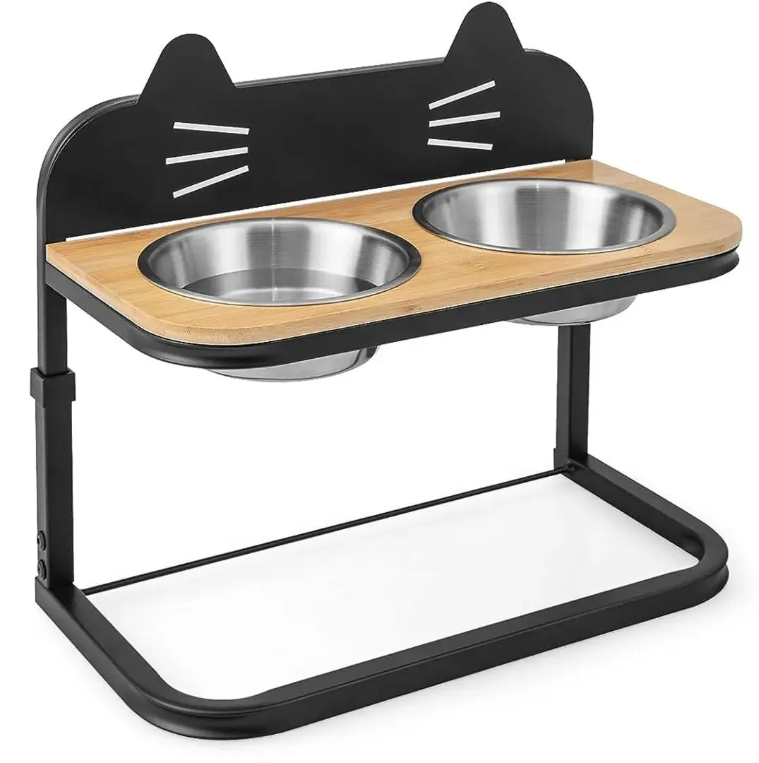 Bol dublu pentru animale Costway PV10015 (Black/Natural)