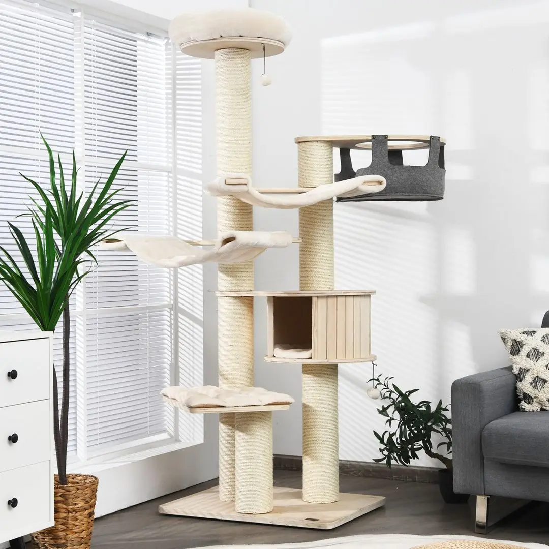 Игровой комплекс для кошек Costway PS7476NA (Cream) - 2
