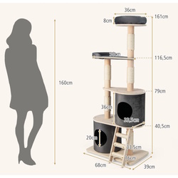 Игровой комплекс для кошек Costway PV10081GR (Grey) Thumb