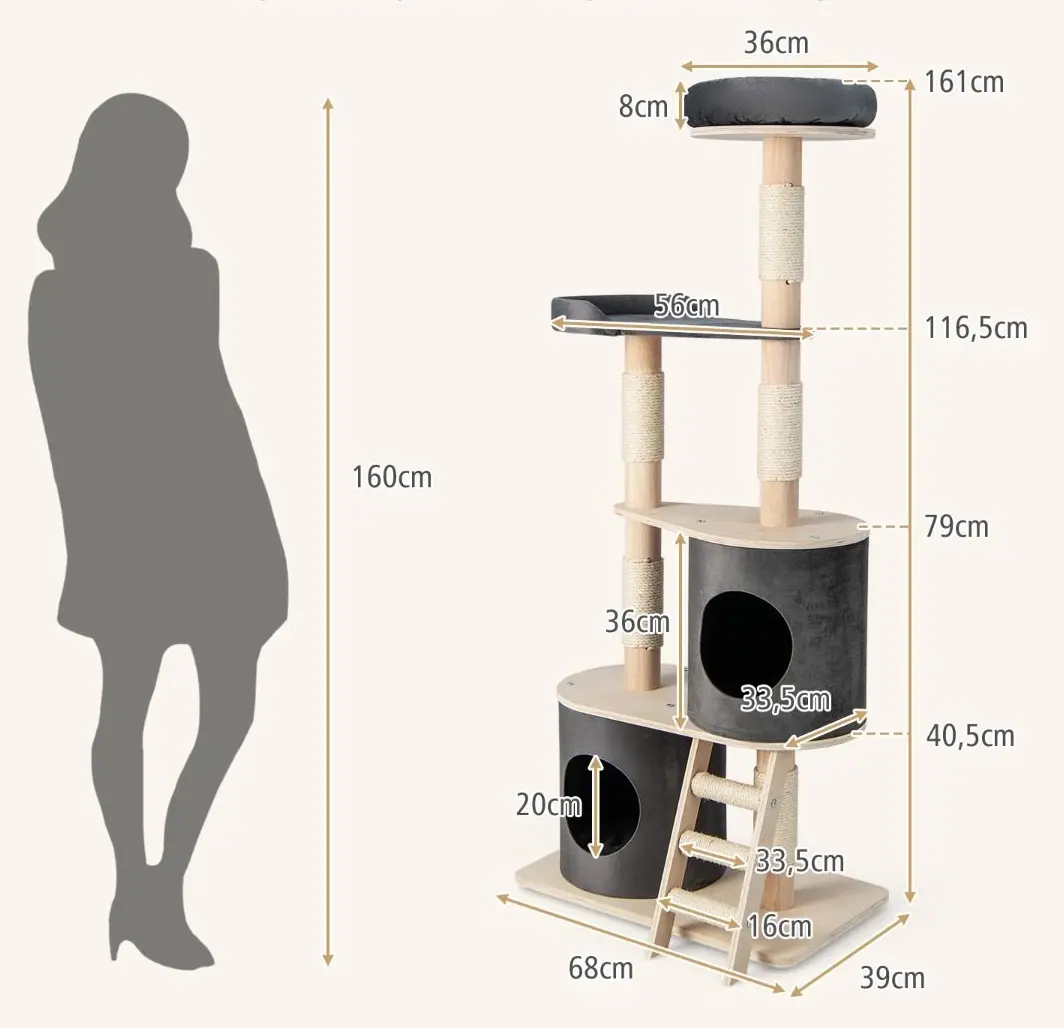 Игровой комплекс для кошек Costway PV10081GR (Grey)