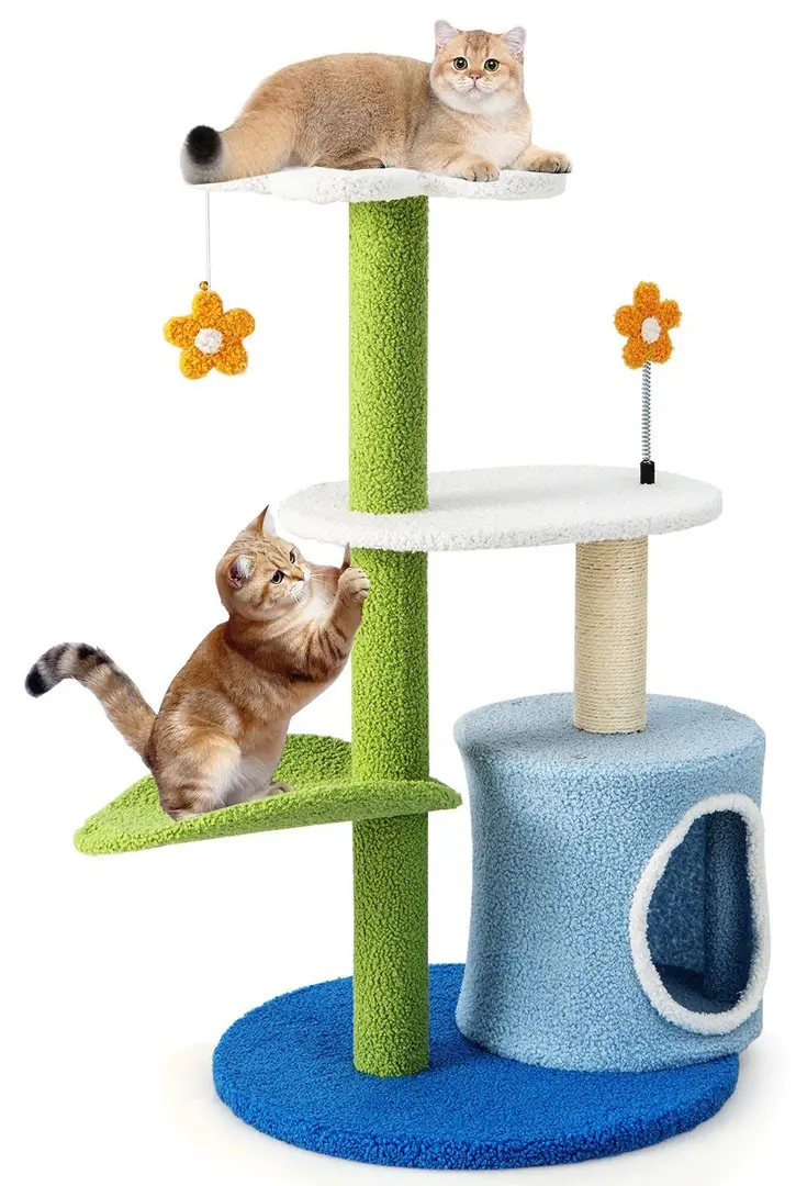 Ansamblu de joaca pentru pisici Costway PV10084BL (Blue/Green)