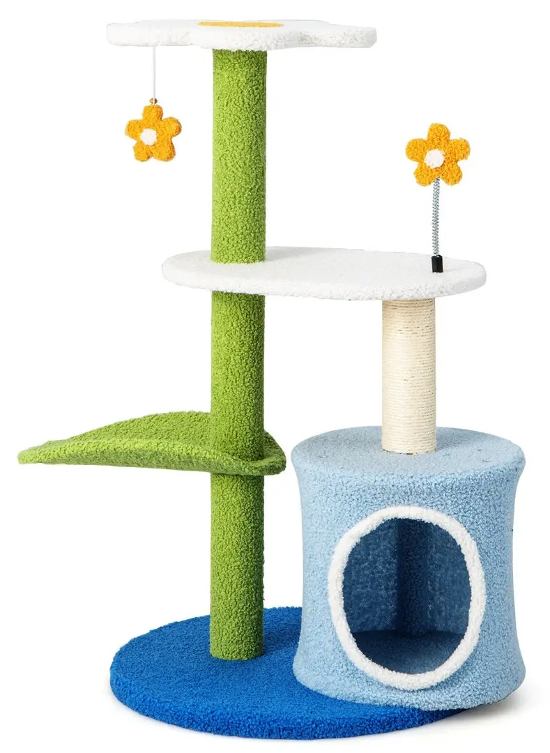 Ansamblu de joaca pentru pisici Costway PV10084BL (Blue/Green)