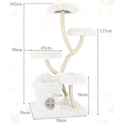 Ansamblu de joaca pentru pisici Costway PV10226BE (White) Thumb