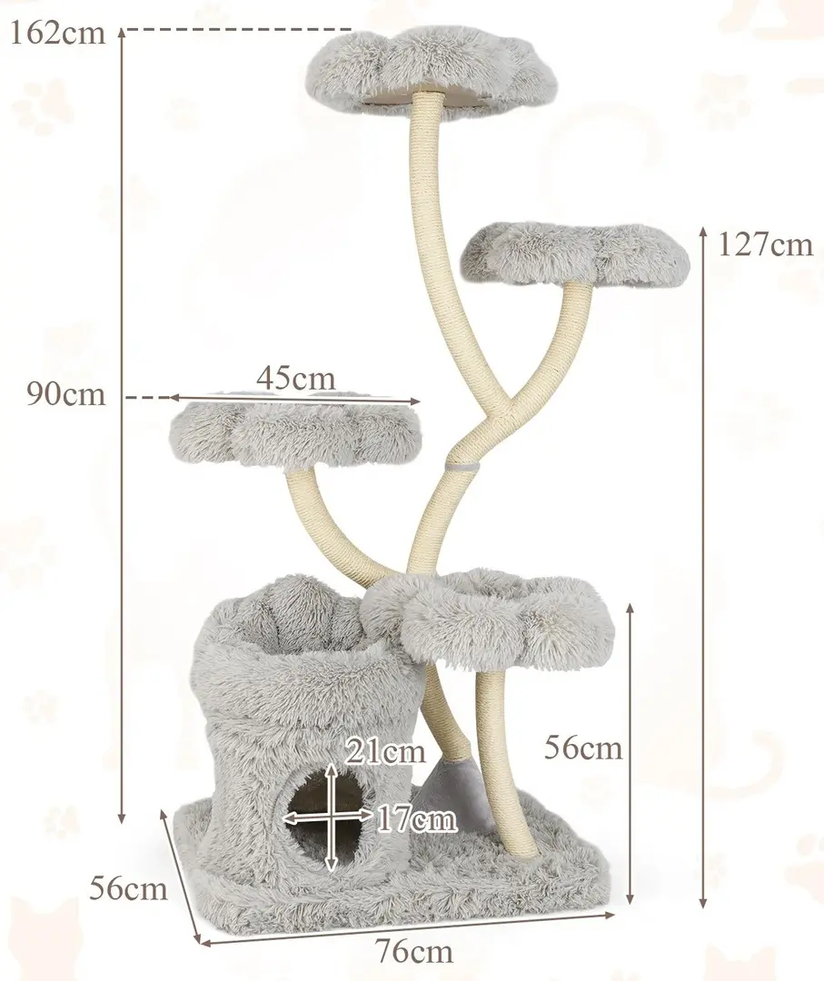 Ansamblu de joaca pentru pisici Costway PV10226GR (Grey)