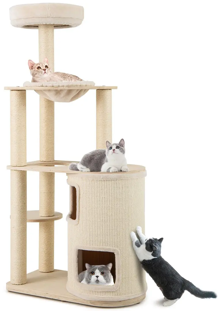 Ansamblu de joaca pentru pisici Costway PV10301NA (Natural/White)